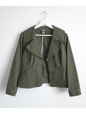 Military Olive Cargo Button Front Spring Jacket